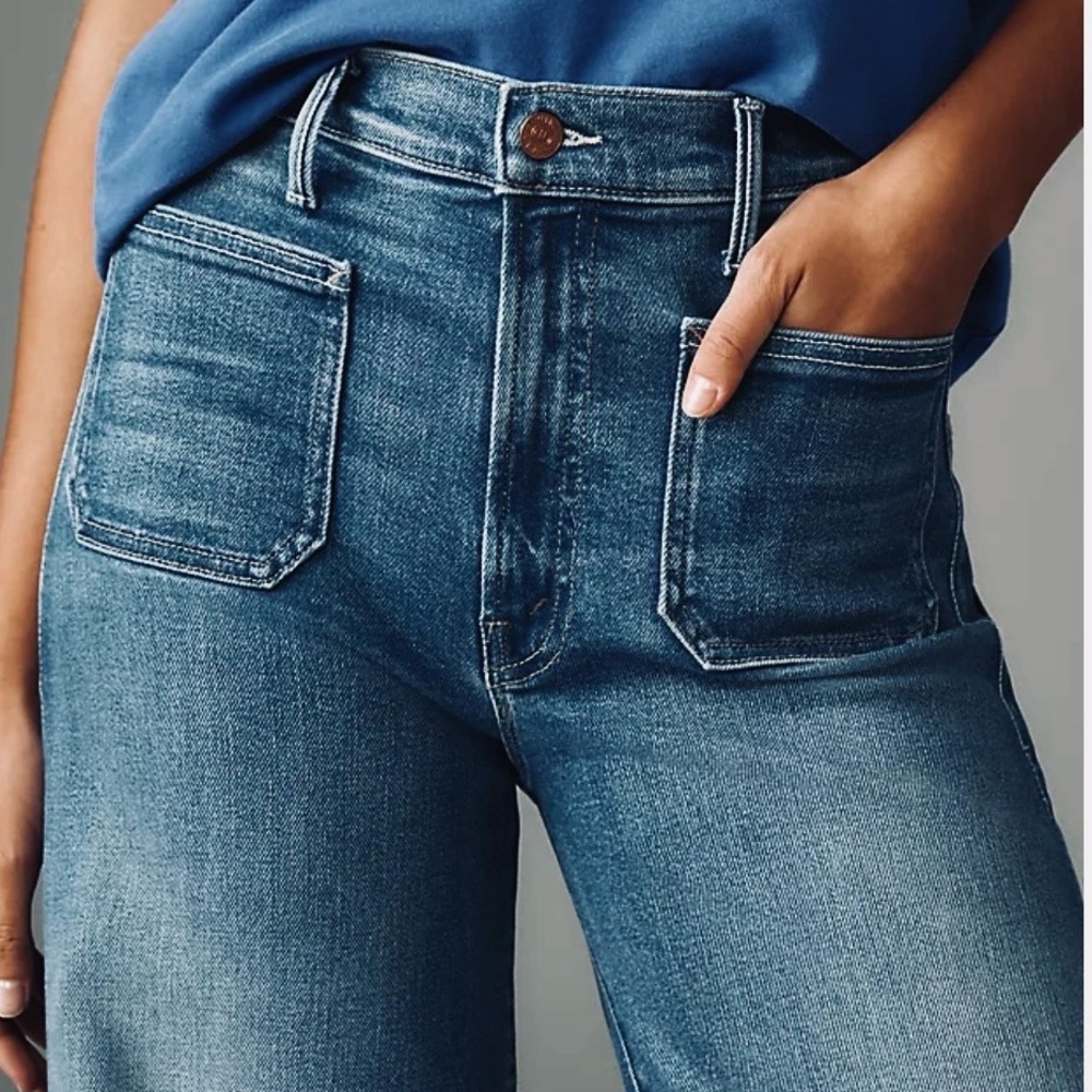 Anthropologie Blue Flare Wide Leg Jeans